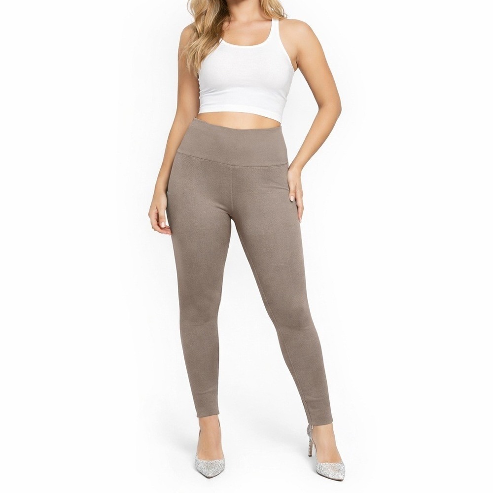 Madewell MWL Seamless Ribbed Leggings Mushroom Brown High Rise S-M